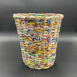 Woven Recycled Paper Magazines Basket Trash Can Handmade Planter Pot Cover