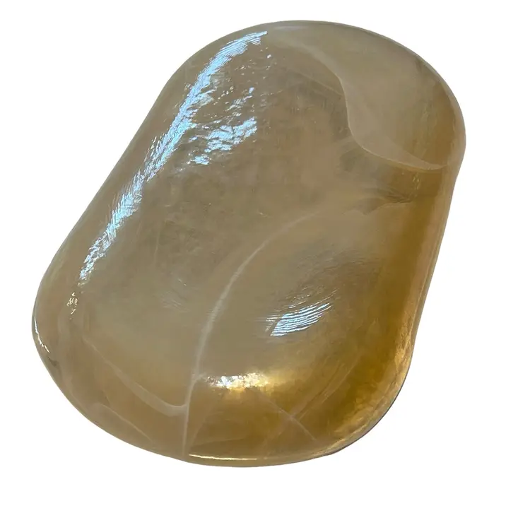 Vintage Opalescent Studio Art Glass Vanity Tray Caramel Swirl Pattern