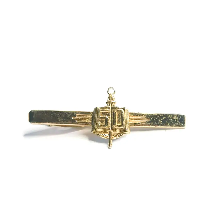 Vintage Hickok USA Gold-Tone 50 Anniversary/Graduation Tie Bar Clip