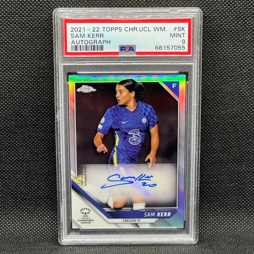 Sam Kerr 2021/22 Topps Chrome UEFA Women Autograph PSA 9 Soccer Card Chelsea