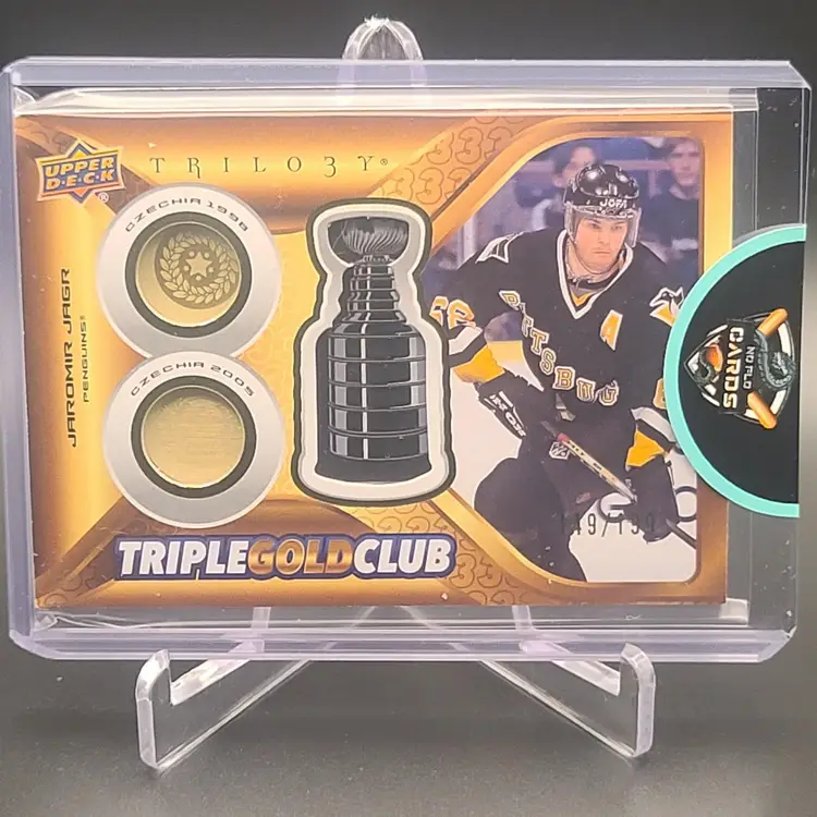 2023-24 Upper Deck Trilogy Jaromir Jagr Triple Gold Club Numbered 149/199 Card # THC-7 Pittsburgh Penguins Hockey Card