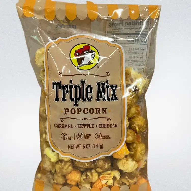 Buc-ee's Triple Mix Popcorn 5 OZ. Caramel Kettle Cheddar