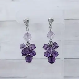 Vintage Clip On Earrings Stunning Extra Long Purple Dangle Statement