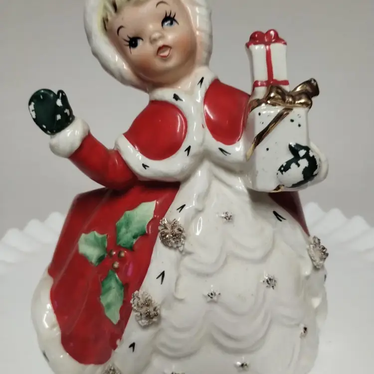 Relpo Christmas Lady w/ Presents Planter