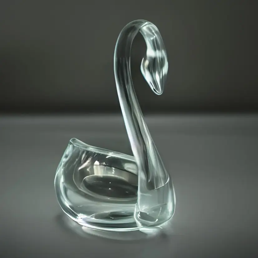 Vintage Elegant Clear Glass Swan Candy Bathroom Soap Dish Trinket Holder 7.5"