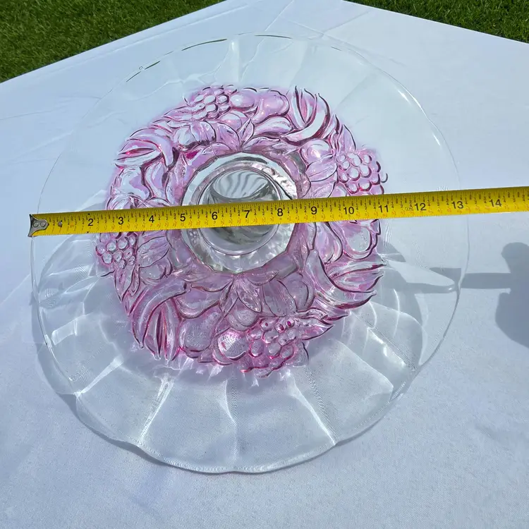 Vintage Indiana Glass Cranberry Flash Footed Platter Cake Plate Sandwich 13.5”