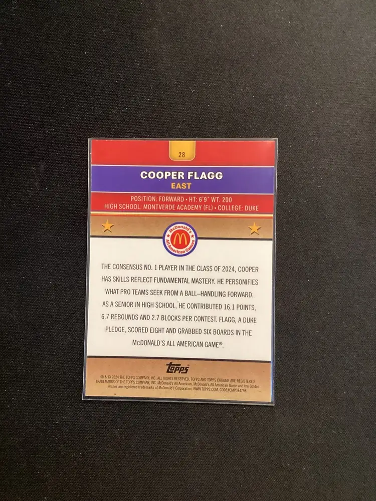 2024 Topps Chrome McDonald’s Cooper Flagg RC #28