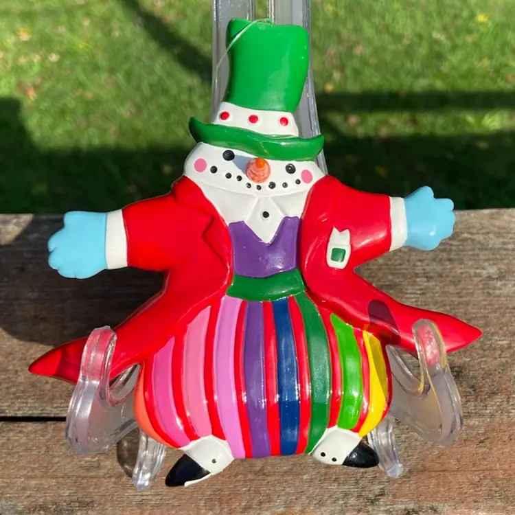 Department 56 Ceramic Snowman Ornament, Retired (originally sold as set of three). Fishing Line Hanger.