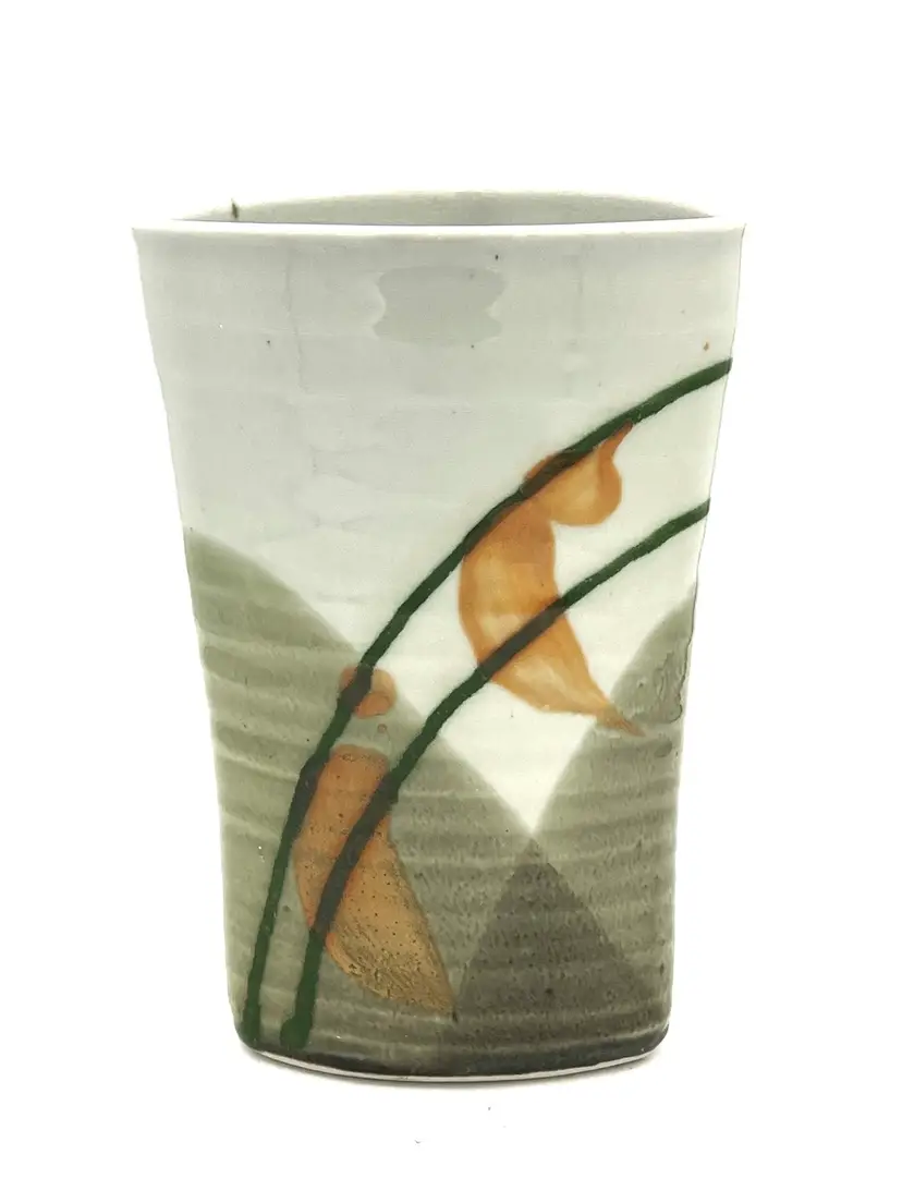 Tall Vase Triangular Shape Stamped