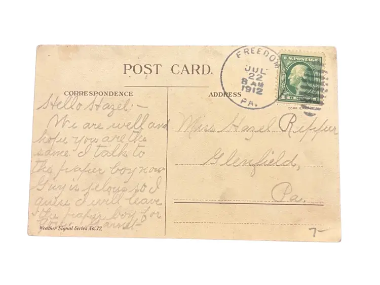 Antique USA Weather Signal Series No. 32 Postcard E. Nash Humorous Romance