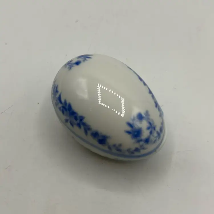 Chamart Limoges France Little Blue Floral Egg Shaped Trinket Box