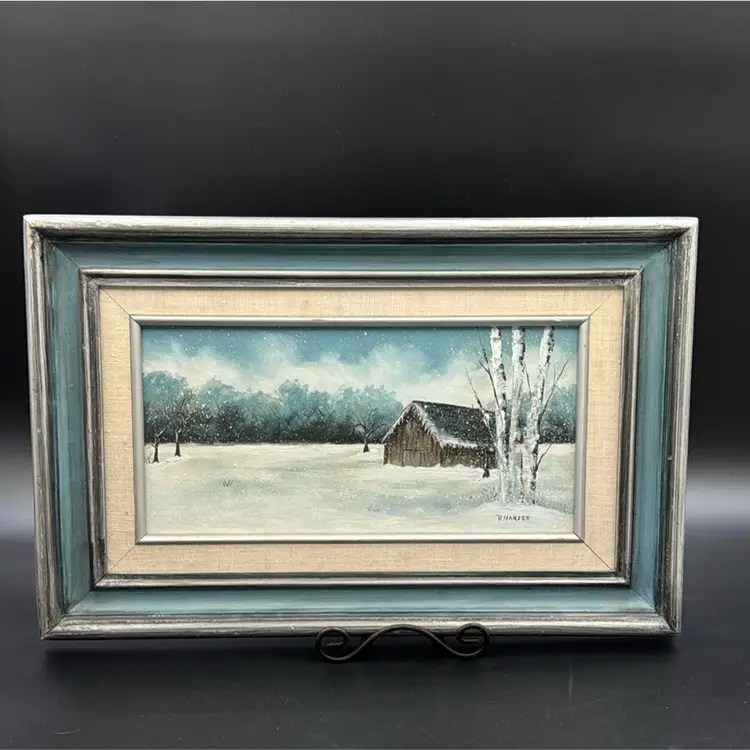 #01 Beautifully Done Snowy Farm Art with trees