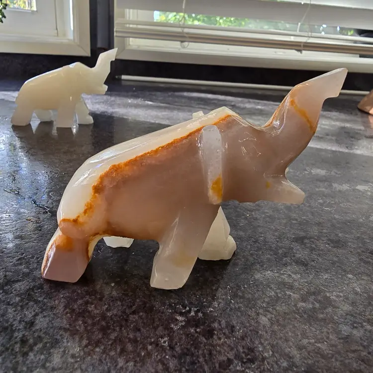 Elegant Onyx Elephant Figurines