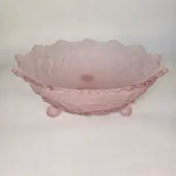 Fenton Satin Glass Moss Rose Bowl Footed Vintage