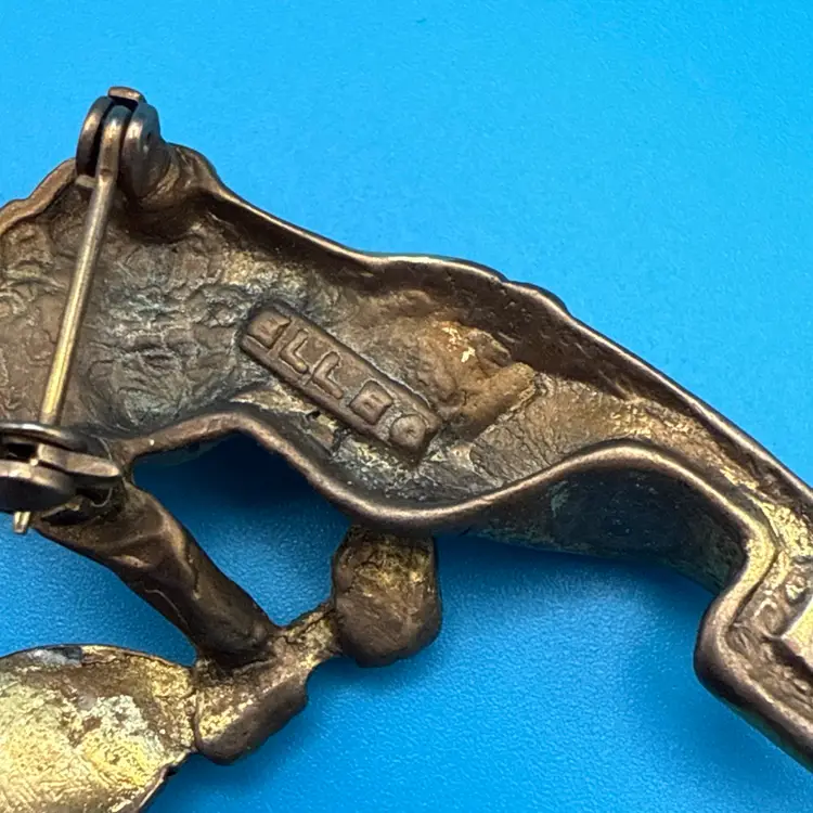 Vintage Gold Tone Signed ELLE Lady tennis player Brooch