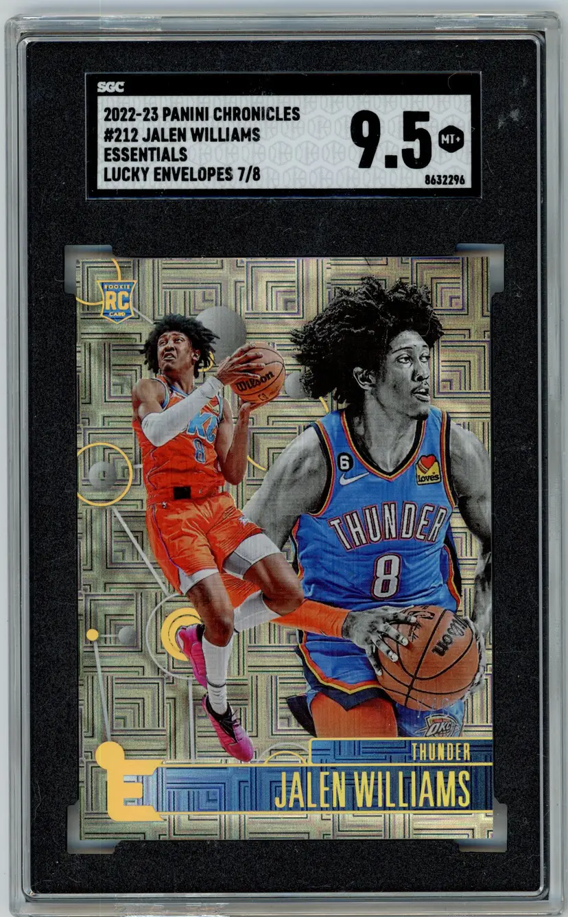 2022-23 Panini Chronicles JALEN WILLIAMS RC Rookie /8 Lucky Envelopes SSP #212 THUNDER SGC 9.5 MT+