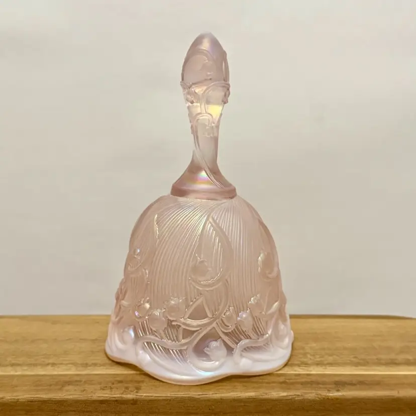 Fenton Pink Iridescent Lily of the Valley Glass Bell