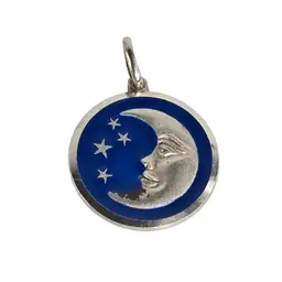 Italy signed Cresent Moon Face Pendant