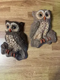 Vtg 1970’s pair of wall hanging owls