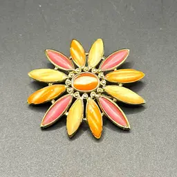 Flower With Tiger Eye Orange Center - Stamped LC On Back