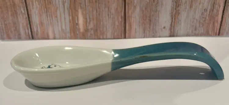 Pastel Blue and White Country Bunny Rabbit 9" Spoon Rest