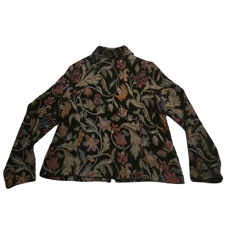 Vtg Dressbarn Jacket Womens XL Tapestry Boho Cottagecore Floral Jacquard Blazer