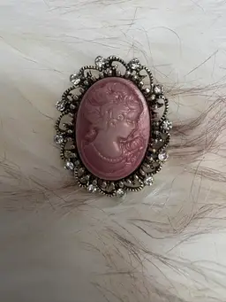Elegant Pink Cameo Brooch