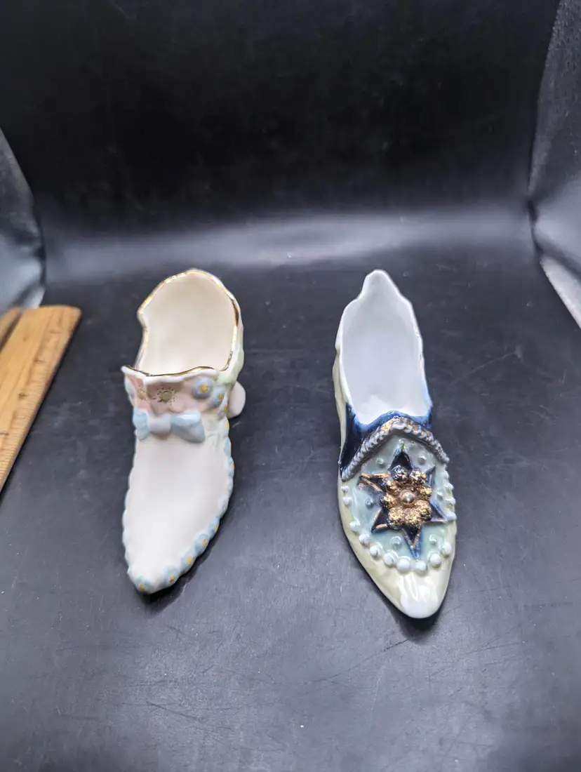 Vintage Lot Of 2 Porcelain Shoe Figurines