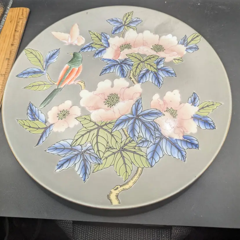 Vintage Decorative Plate Asian Design With Bird