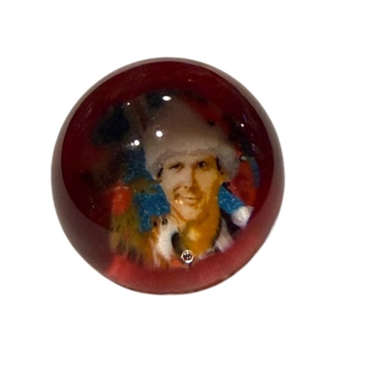 Marble * Zac De Simone Art Glass - 1.25” - 3D National Lampoon’s Christmas Vacation Scene Chevy Chase Santa Hat