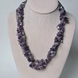 Amethyst Chip Stone Necklace 3 Strands