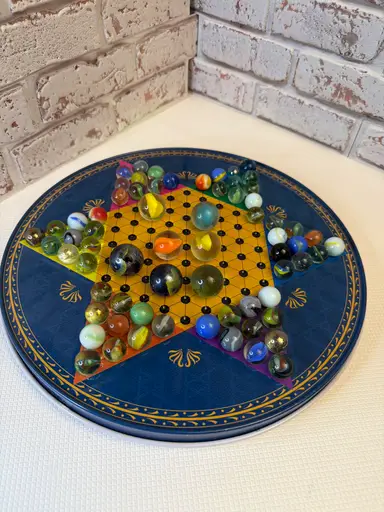 Pop Up Cloths And Folk Art And Bag Of Marbles 
