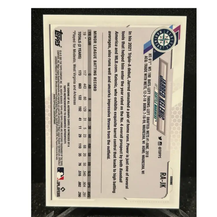 Jarred Kelenic RC Auto 2021 Topps Chrome Update Sapphire