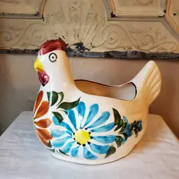 Large Colorful Ceramic Chicken Planter