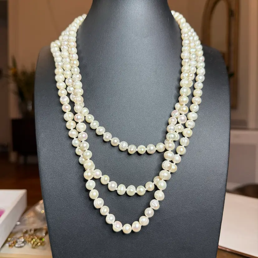 64” Fresh Water Pearls Hand Knotted Necklace