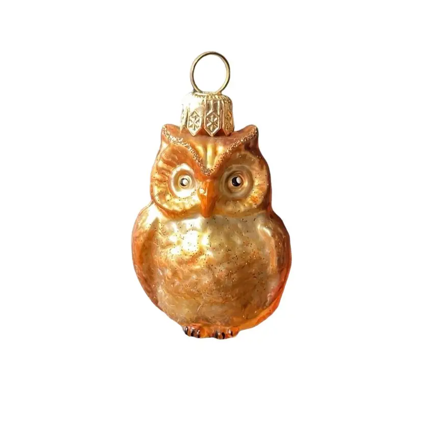 Vintage Small Glass Owl Bird Hanging Christmas Ornament Holiday Decor