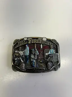 Vintage The Great American Buckle Co Pewter Firefighter Belt Buckle 1986