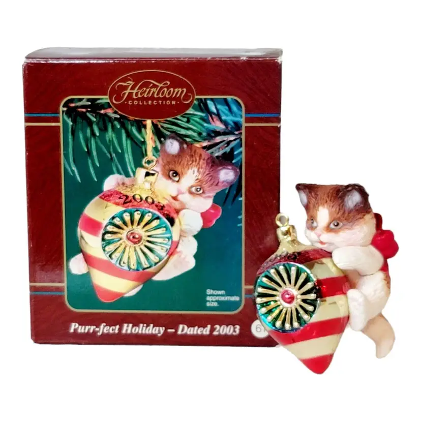 Heirloom Carlton Cards 2.5" Purr-fect Kitty Cat Ornament Figurine