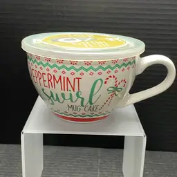 Pier 1 Peppermint Swirl Mug Cake 22oz Christmas Holiday Stoneware