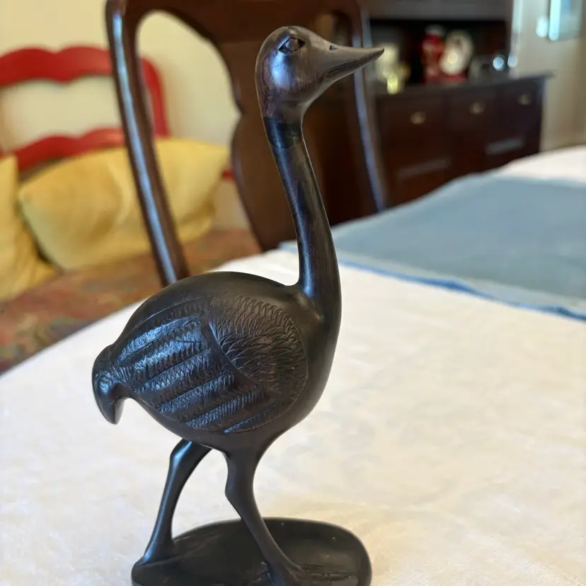 Folk Art MCM Ostrich Emu Rhea Bird Statue 7.5”