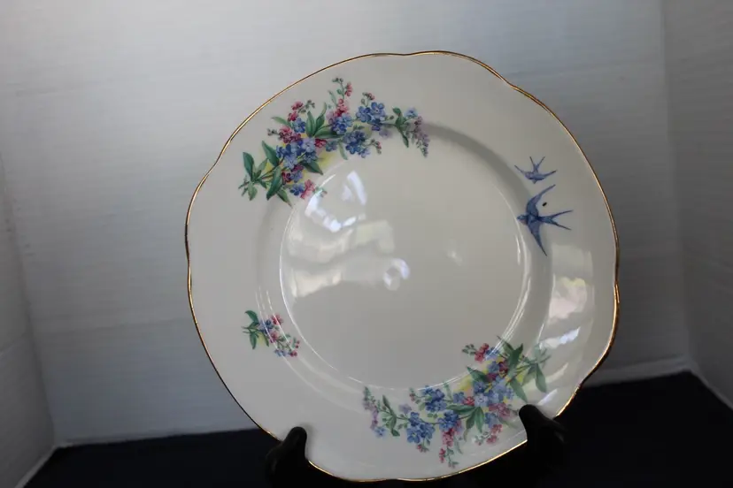 Duchess Bone China England Forget Me Not Floral Salad Plate Gold Trim 8” Vintage