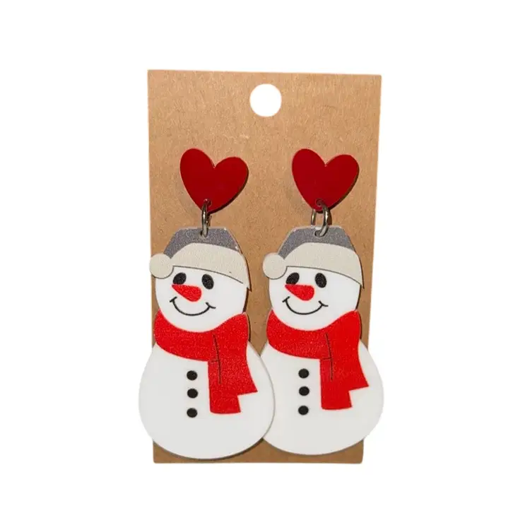 Snowman Resin Christmas Earrings