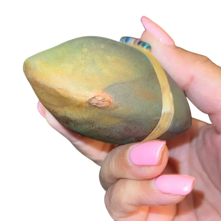 John Davis Raku Smooth Heart InnerSpirit Rattle in the "Smooth Sailing" variant