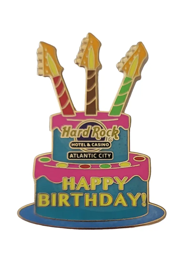 Hard Rock Cafe Hotel Casino Atlantic City Happy Birthday Cake Pin E704