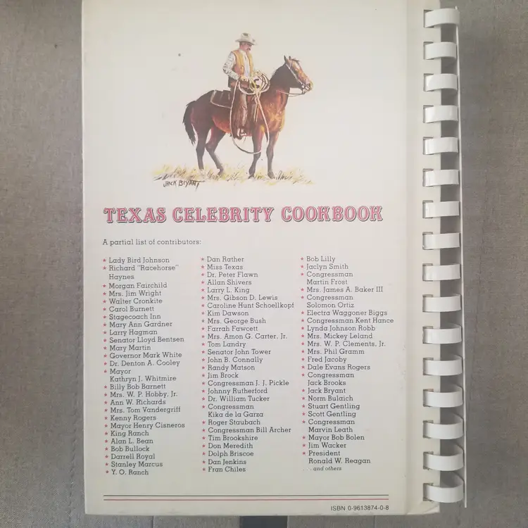 Texas Celebrity Cookbook Russel M. Gardner Chris Farkas 1986 Hard Cover Comb