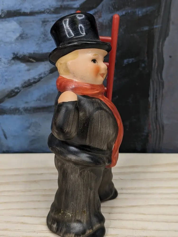 Goebel Chimney Sweep Man 3 3/4" West Germany Ladder Figurine Vintage Black Top Hat  Small