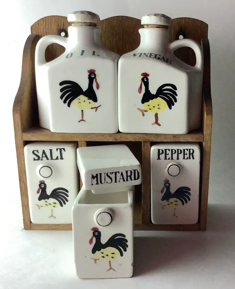 Vintage Farmhouse Condiment Set Ceramic