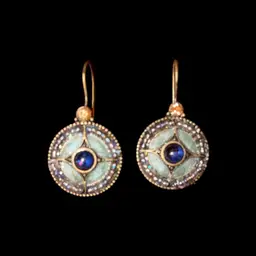 AVON Enamel Iridescent Seed Bead Antiqued Brass Dangle Earrings