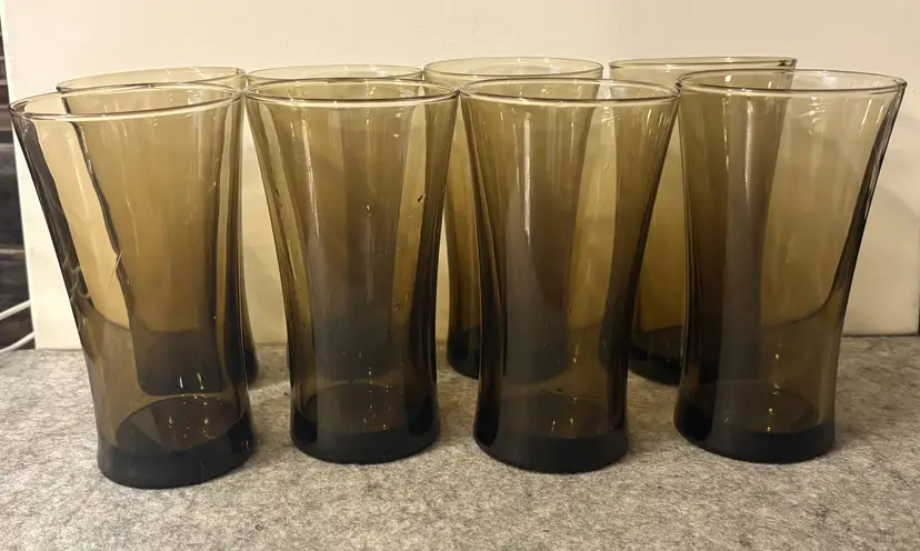 4 Vintage Smokey Brown 6" Drinking Glasses # 2973
