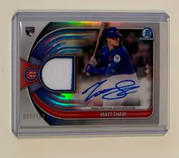 Matt Shaw Bowman Chrome Autograph Relic /150 Chicago Cubs